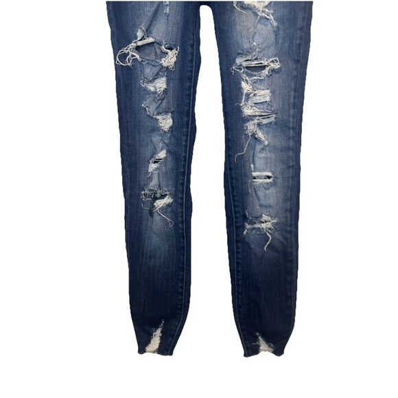 KanCan Jeans Womens 7/27 Blue Mid Rise Skinny Distressed Raw Hem Style K1183A - Picture 3 of 12